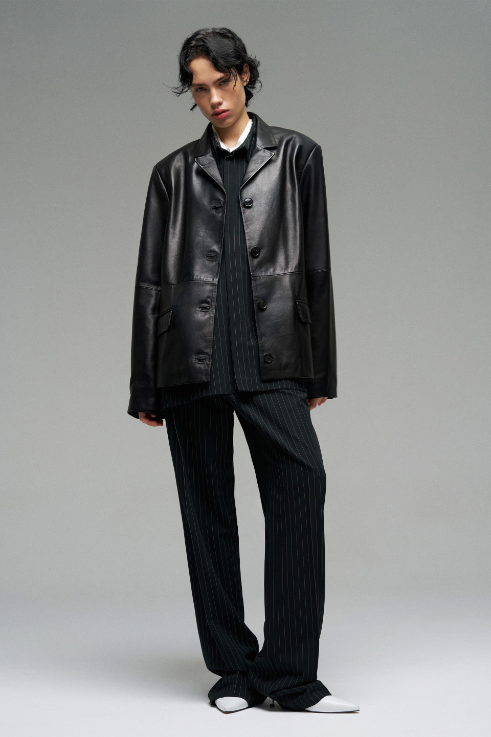 Рубашка из костюмной ткани в полоску, фото 6