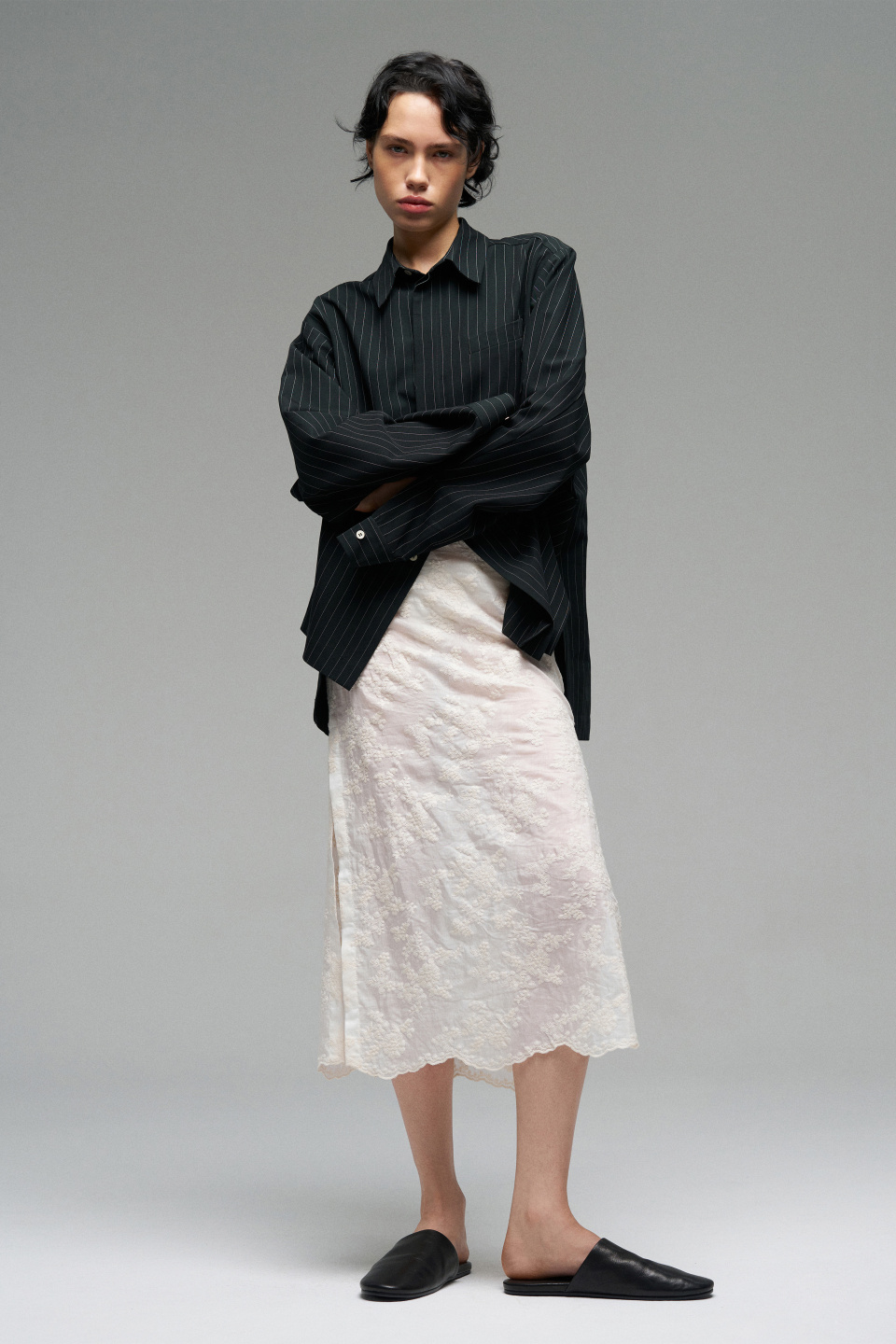 Рубашка из костюмной ткани в полоску, фото 4