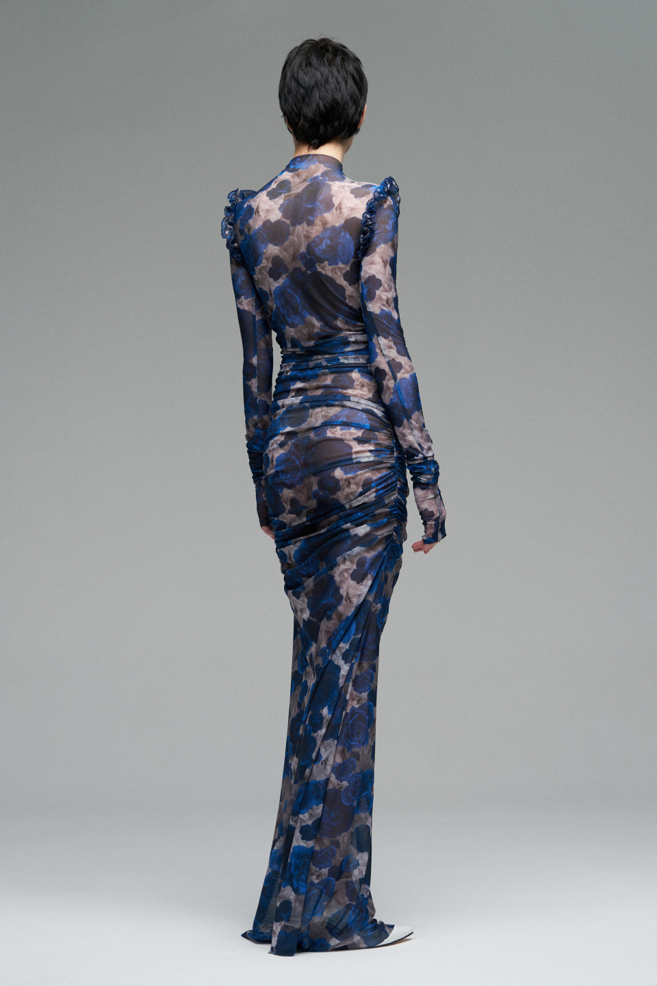 Платье с драпировкой из эластичной сетки, фото 3