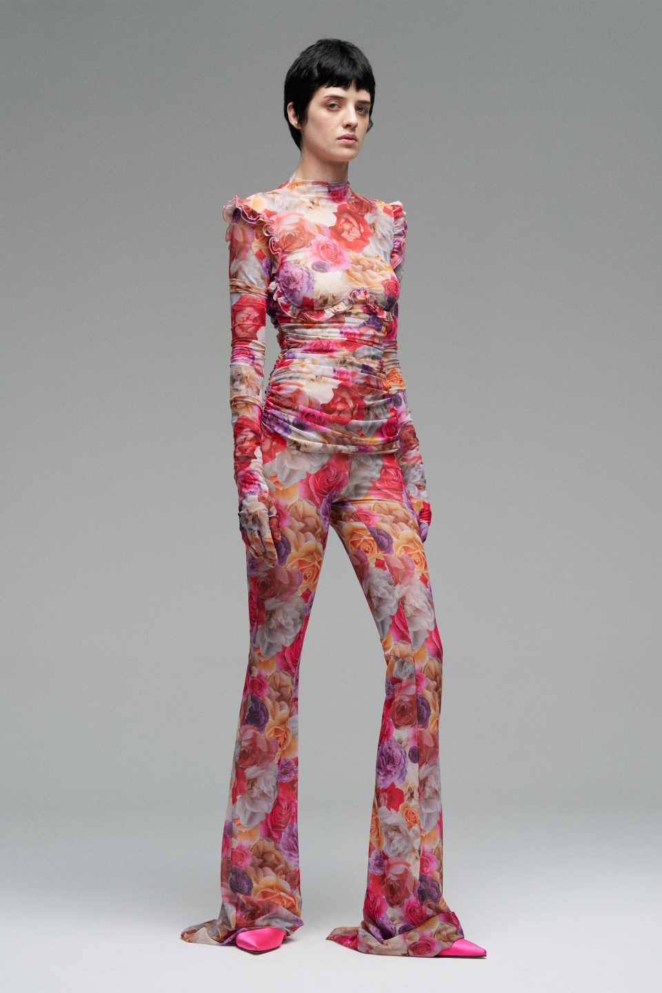 Эластичный топ с рюшами, фото 3